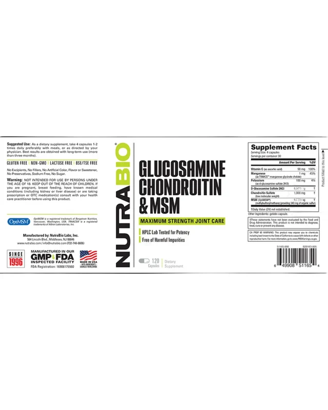 Glucosamine Chondroitin & MSM (NutraBio)