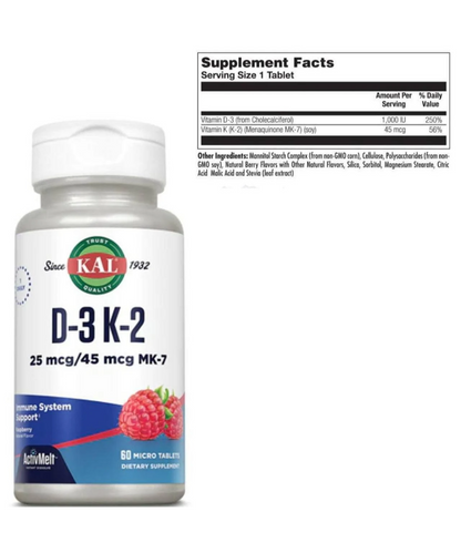 25mcg D3 + 45mcg K2