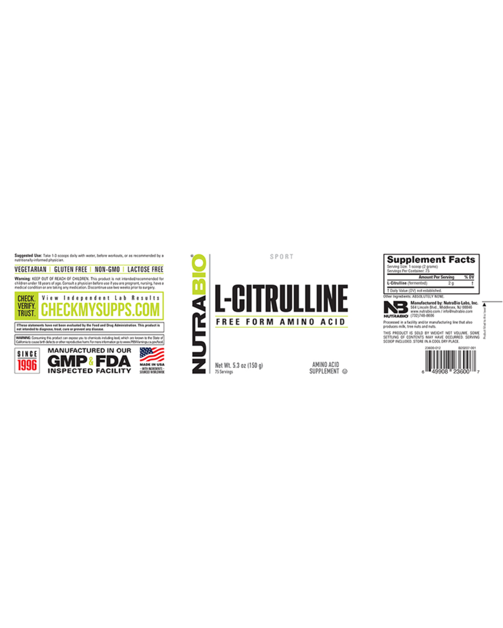 L-Citrulline 150g (nutrabio)